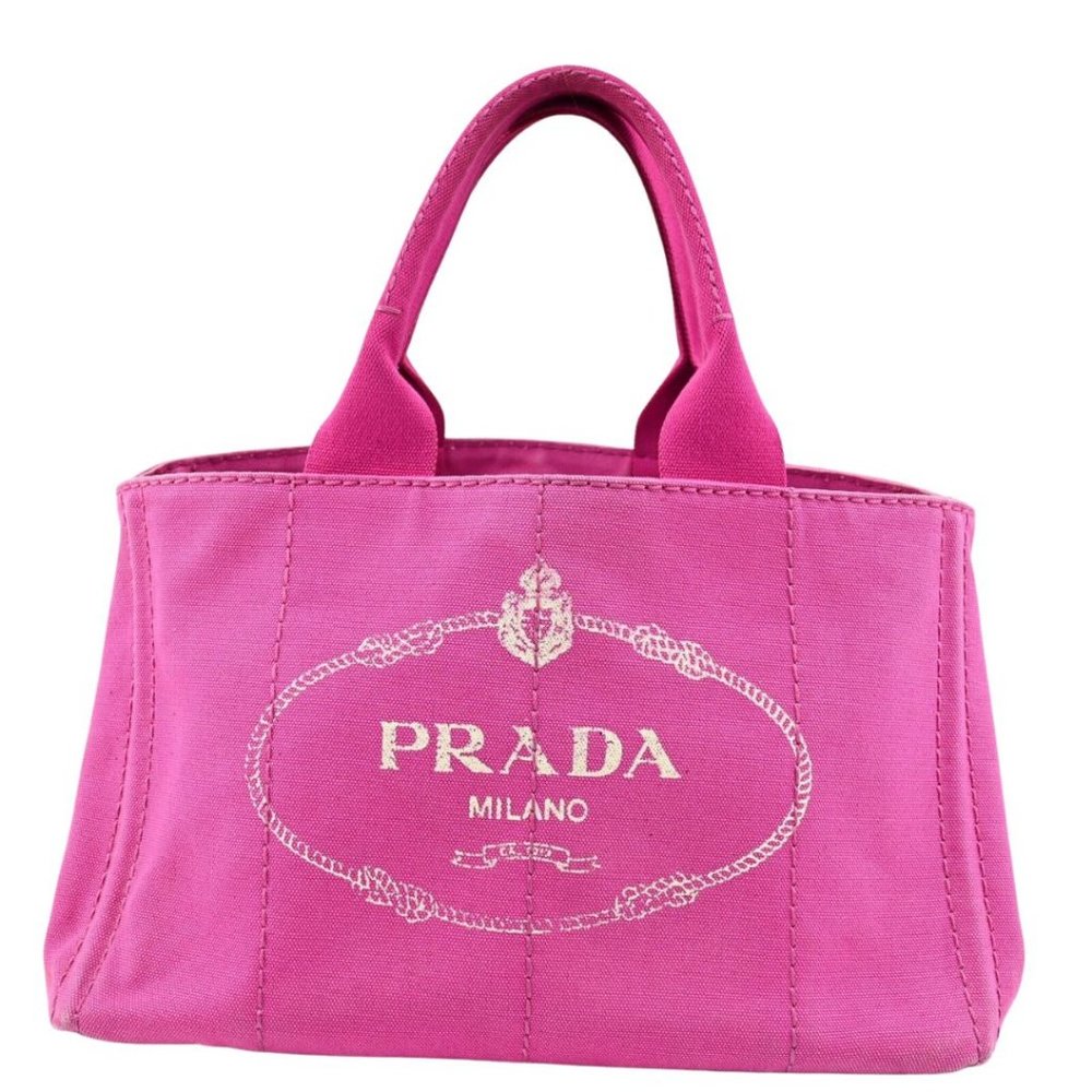 Auth Prada Canapa Hand Bag Pink Canvas #36583P34B - Picture 1 of 12